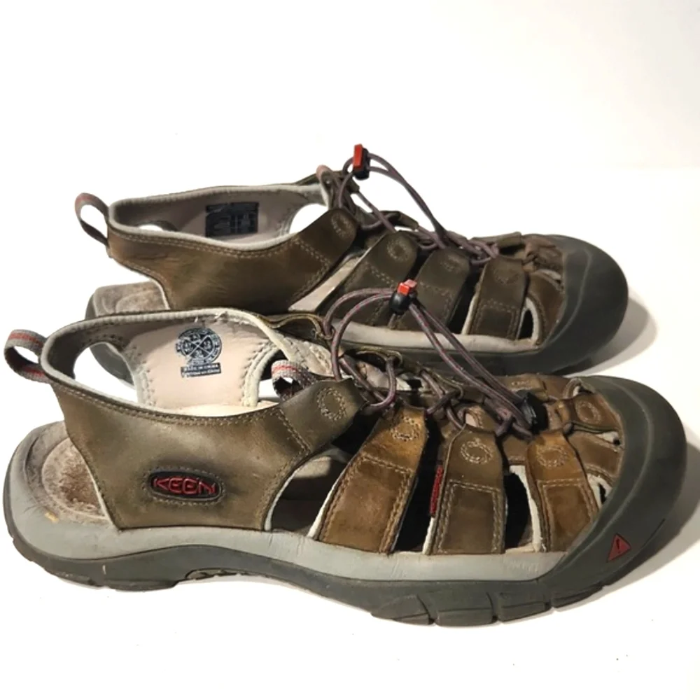 Keen Newport Waterproof Leather Olive Brown Hiking Sport Sandals Size 13